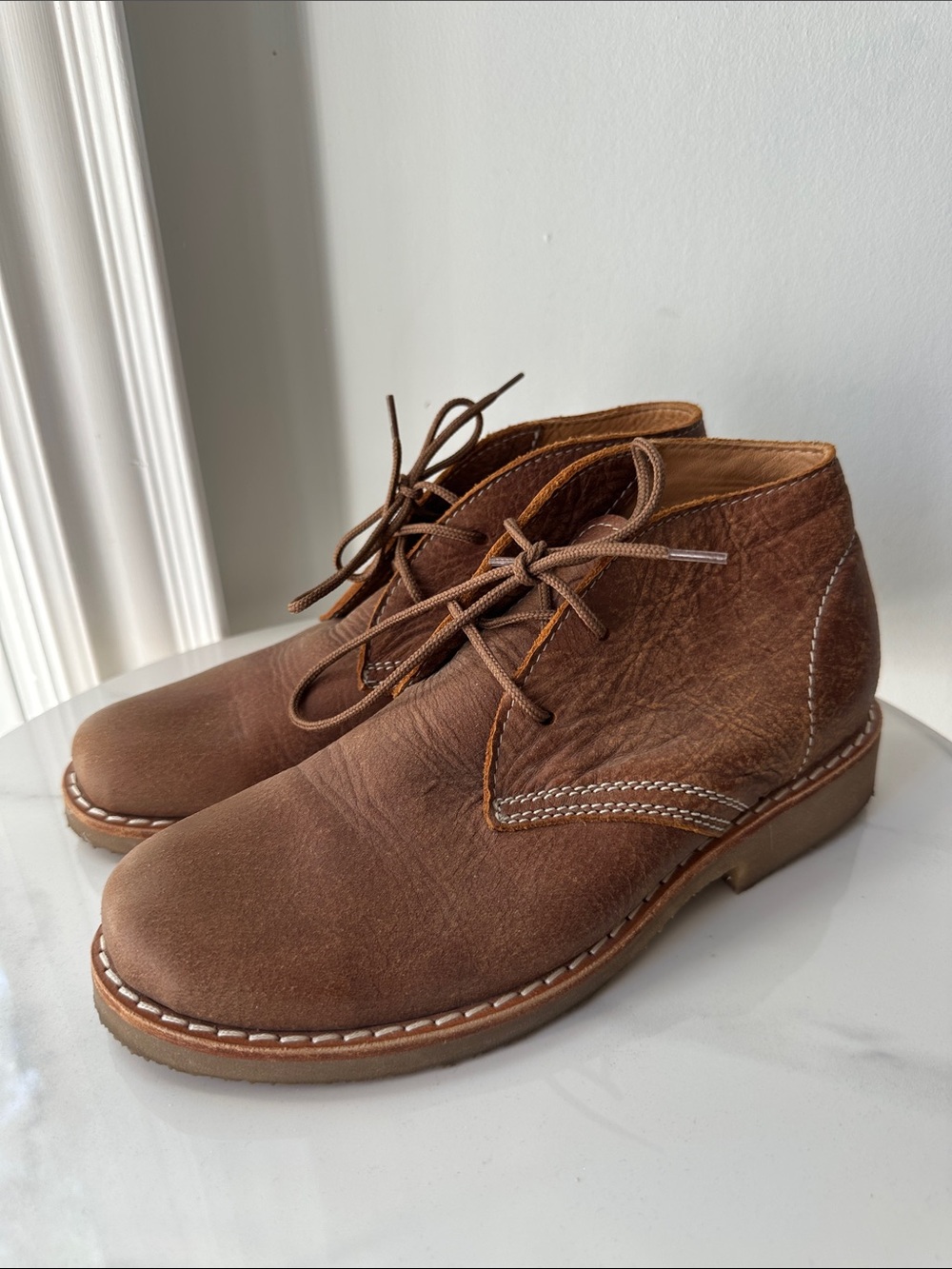 VINTAGE ROOTS Women’s Brown Cognac Leather Chukka Short Boots Classic Size 6